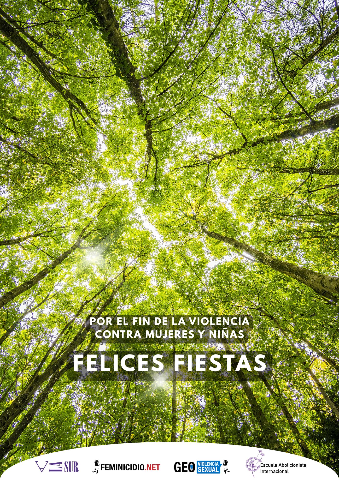 Tarjeta Felices fiestas te desean La Sur y Feminicidio.net